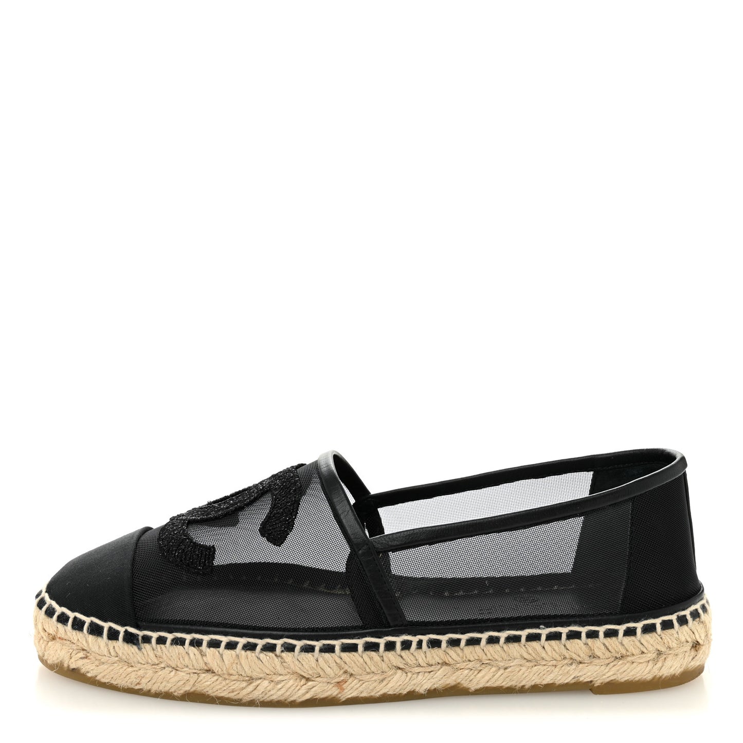 Mesh Grosgrain CC Espadrilles 38 Black