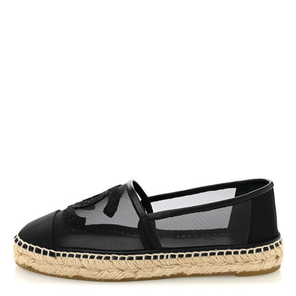 Chanel Mesh Grosgrain CC Espadrilles 38 Black 1 of 10