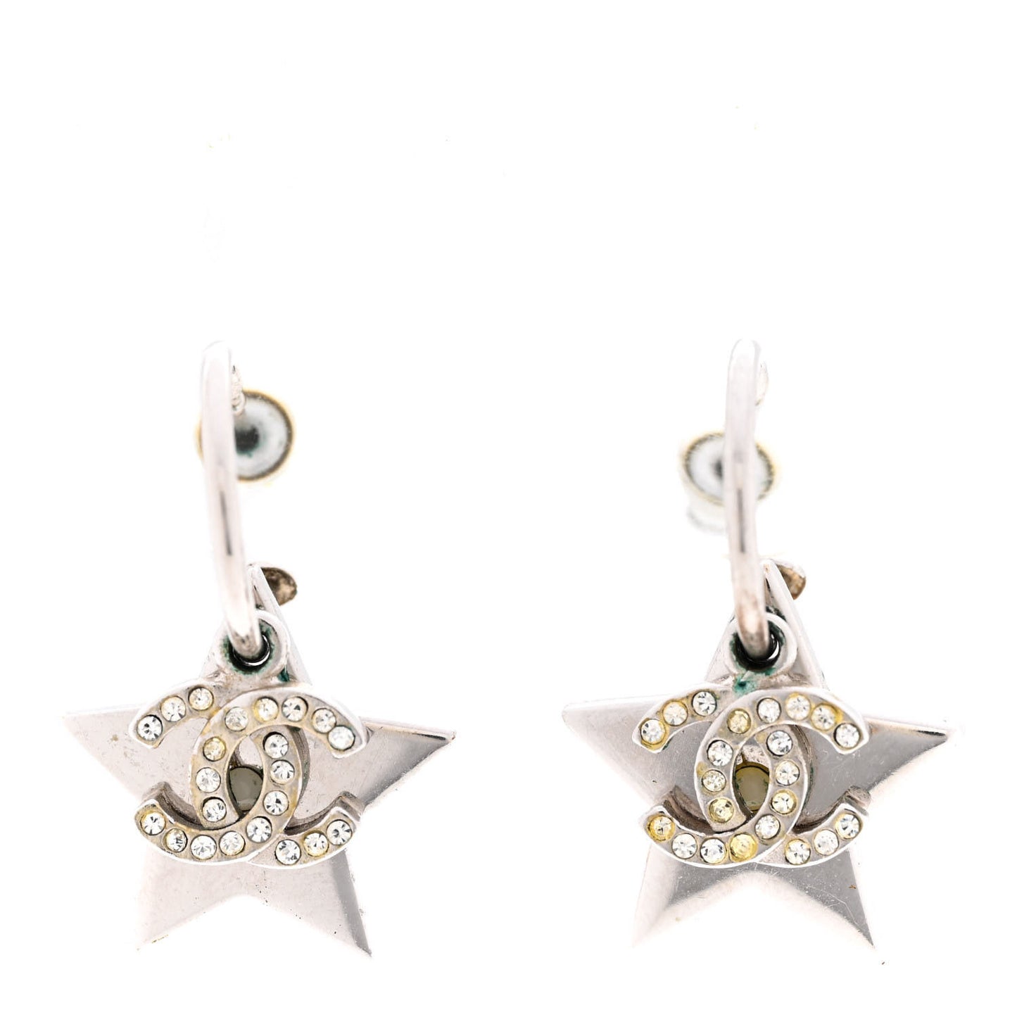 Crystal CC Star Drop Earrings Silver