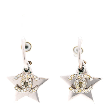 Chanel Crystal CC Star Drop Earrings Silver 1 of 6