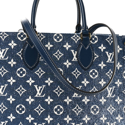 Louis Vuitton Monogram Jacquard Denim Onthego MM Bleu 7 of 9