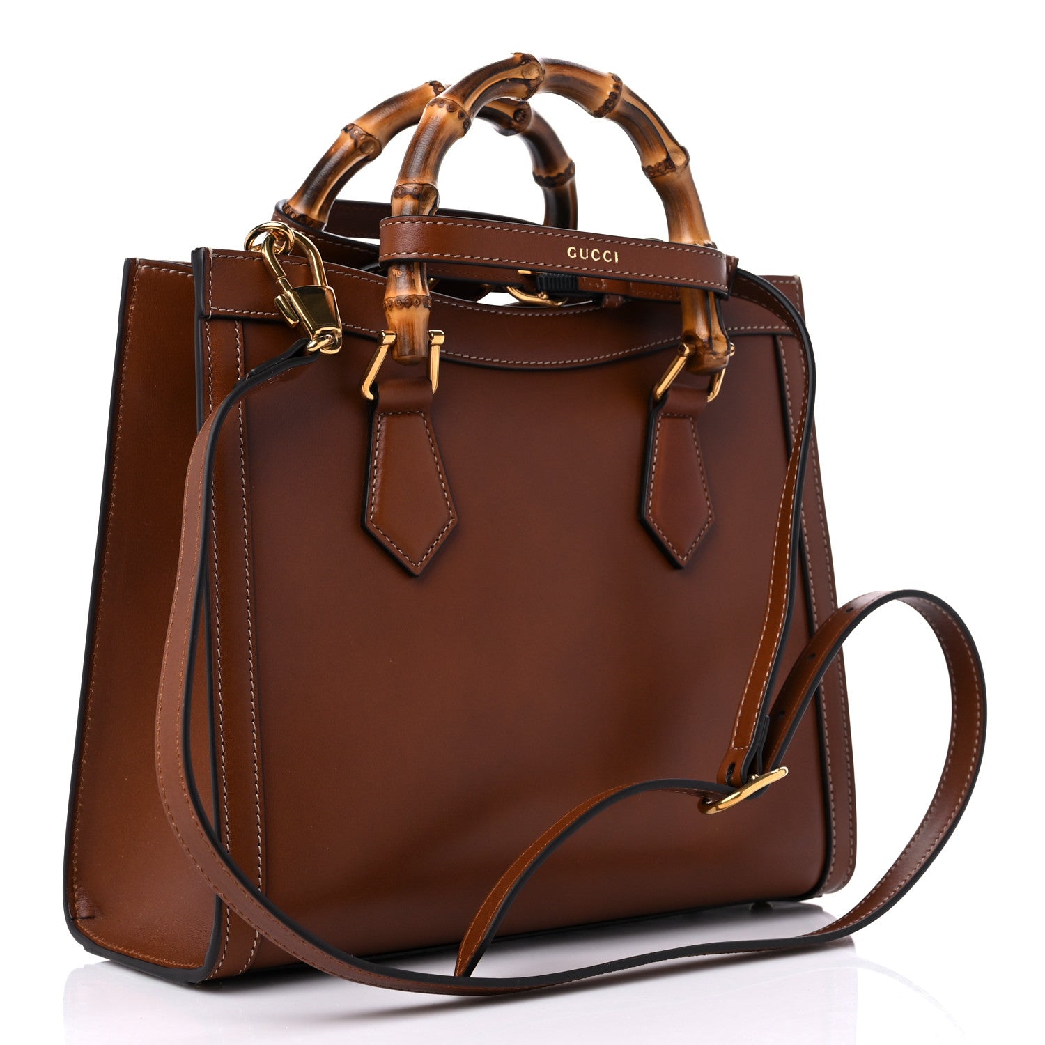Gucci Charisma Calfskin Gucci Embossed Small Diana Tote Bag Peanut Brown 3 of 10