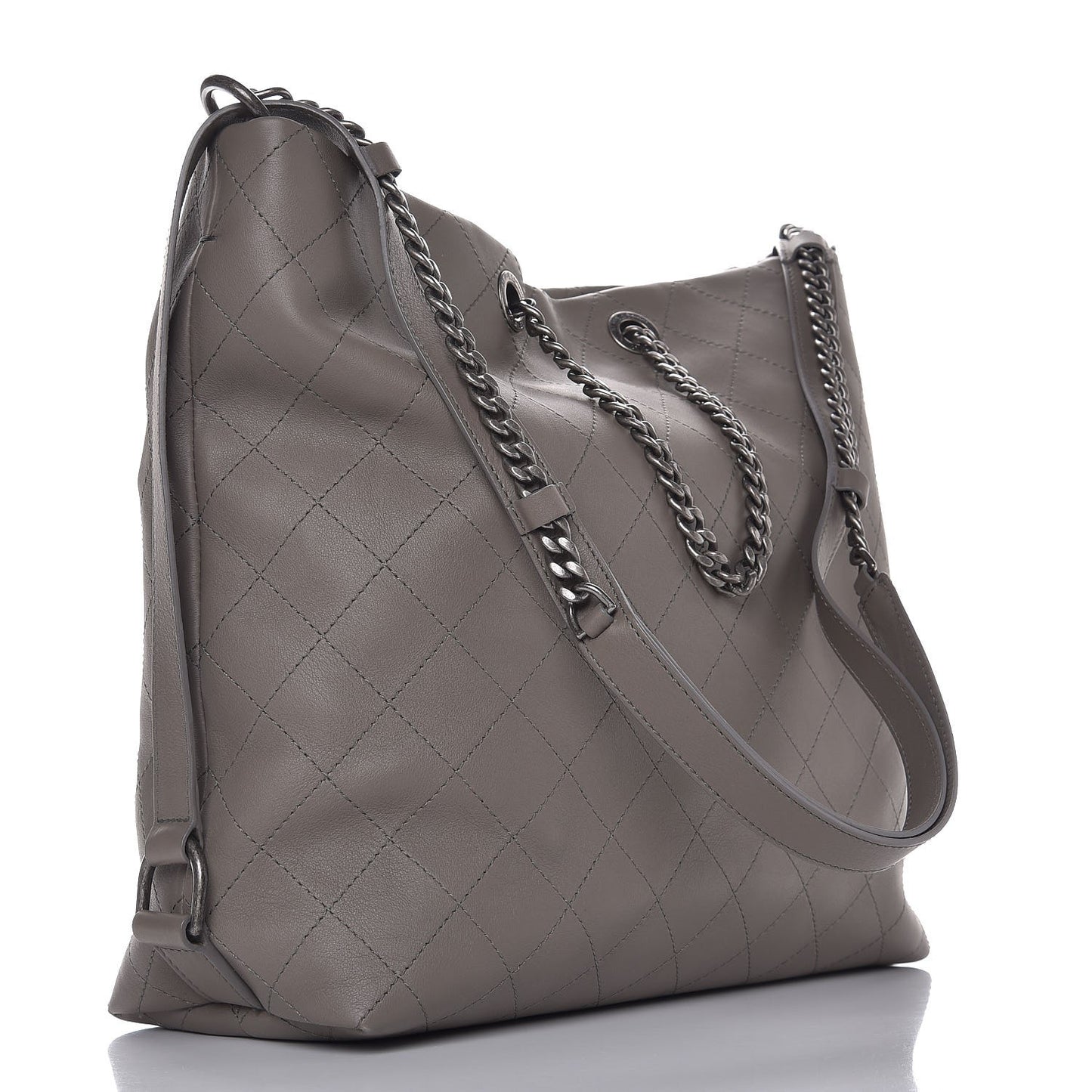 Calfskin Stitched Large Hobo Grey