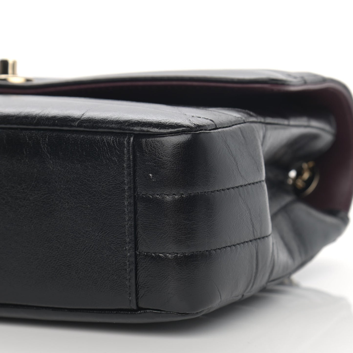 Shiny Lambskin Chevron Quilted Miroir Black