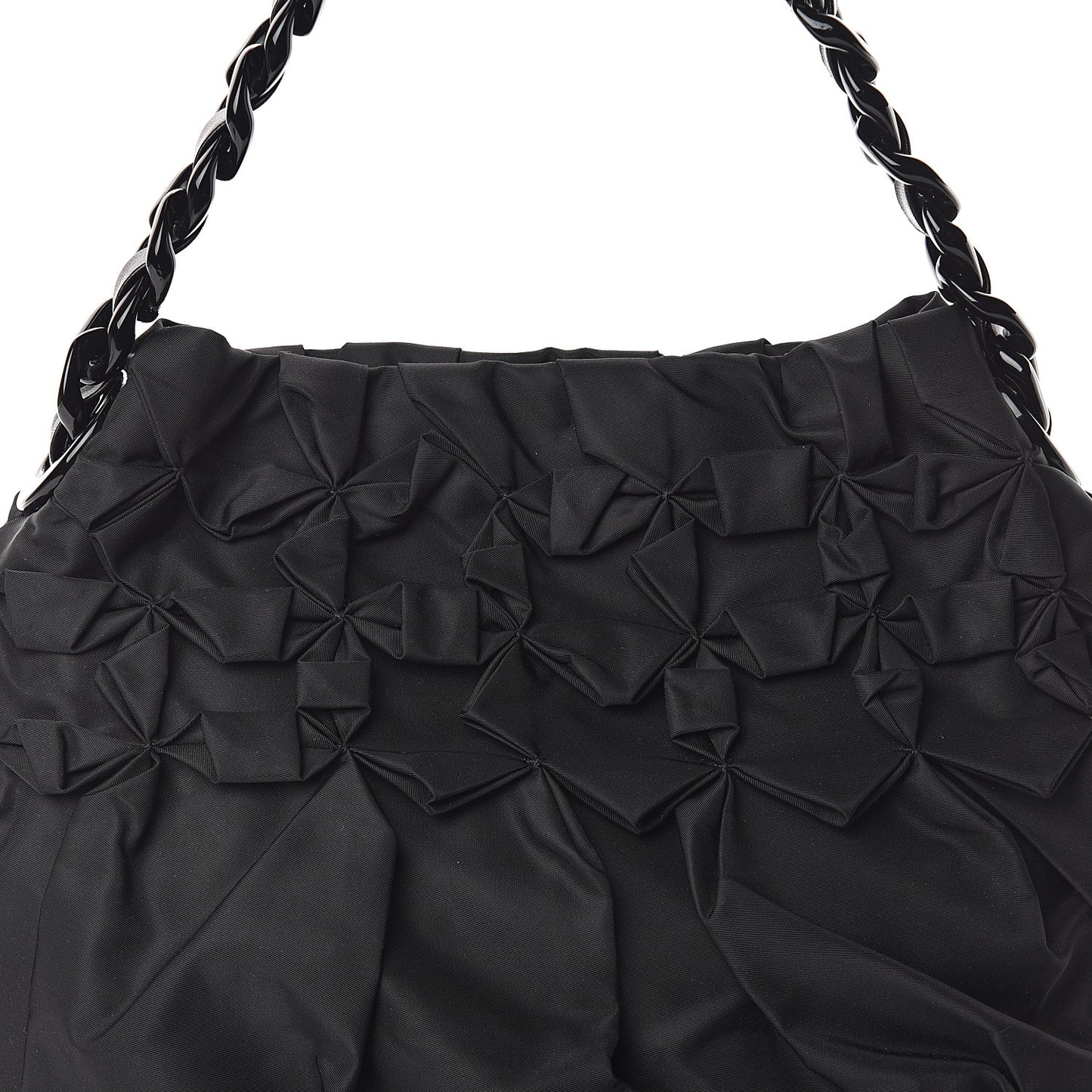 Tessuto Nylon Origami Pleated Hobo Black