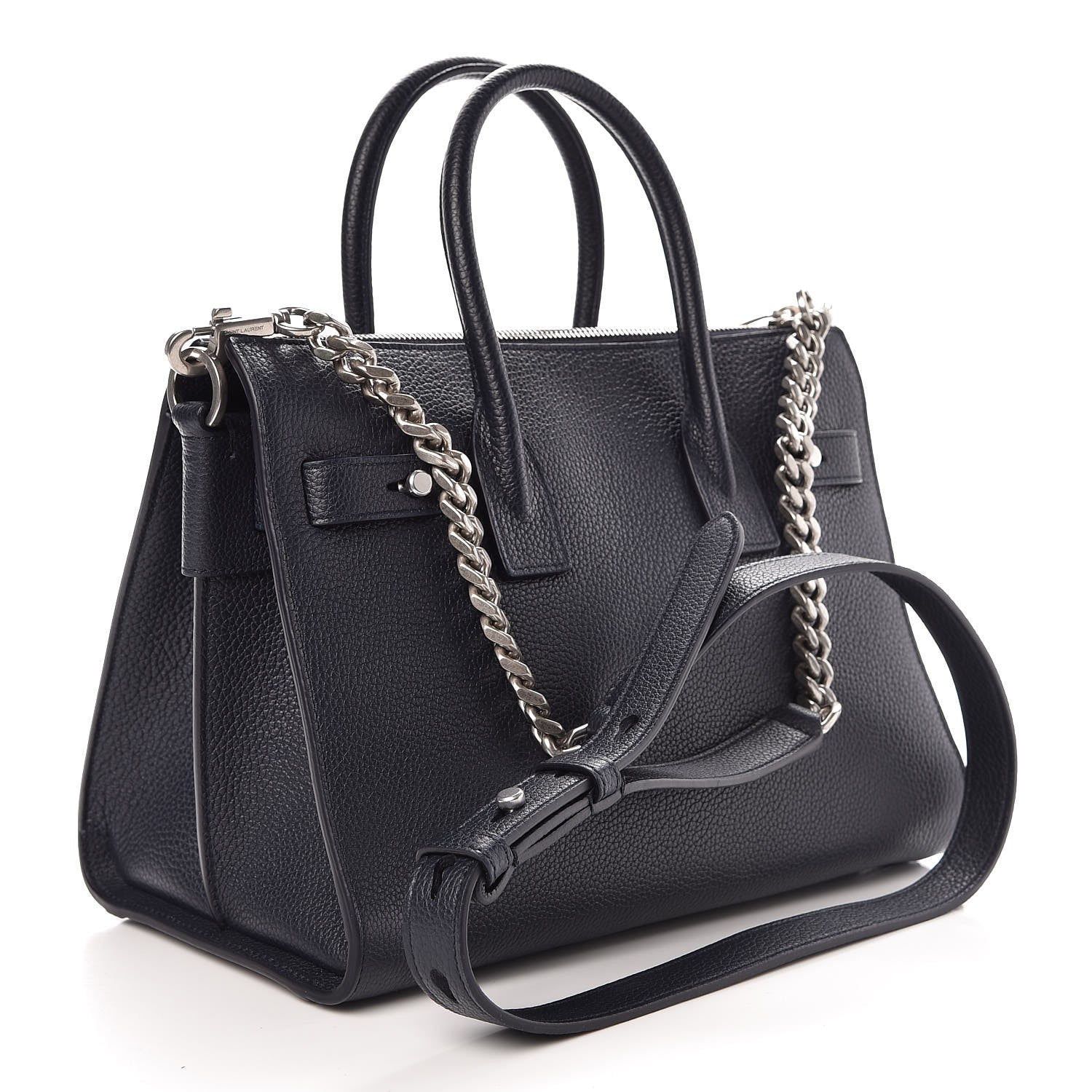 Saint Laurent Grained Calfskin Baby Souple Sac De Jour Navy 3 of 7