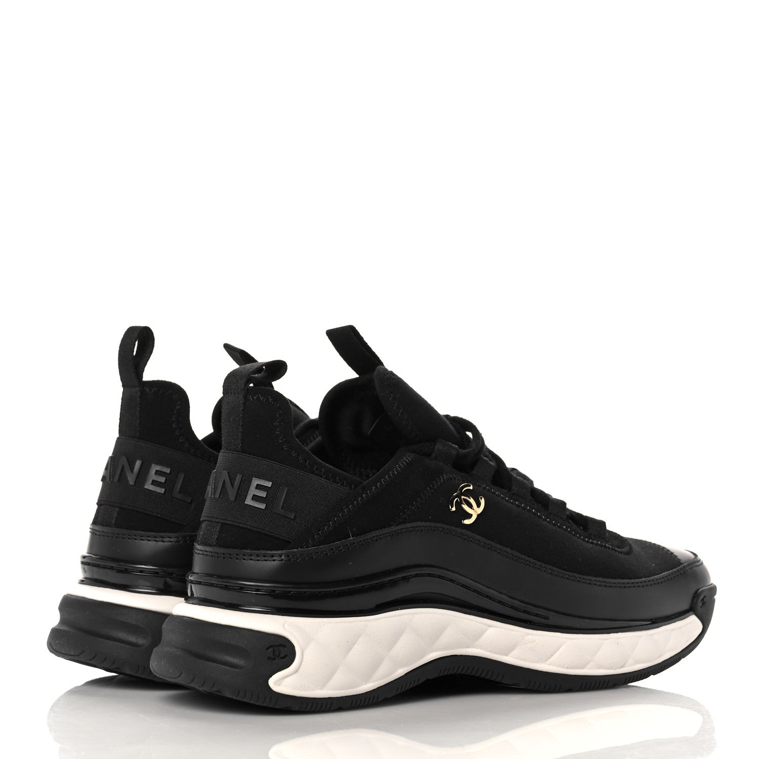 Chanel Velvet Calfskin Mixed Fibers CC Sneakers 37 Black 4 of 8