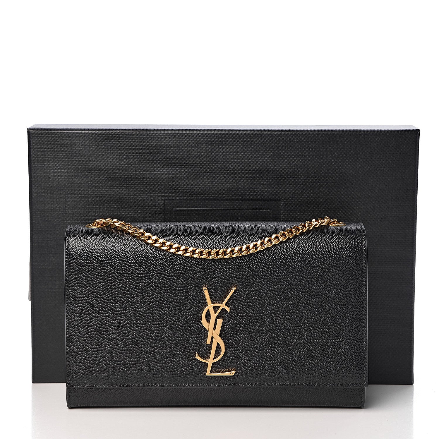 Saint Laurent Grain De Poudre Medium Classic Monogram Kate Satchel Black 10 of 10