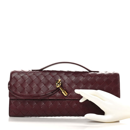Bottega Veneta Nappa Intrecciato Long Andiamo Top Handle Clutch Barolo 2 of 7