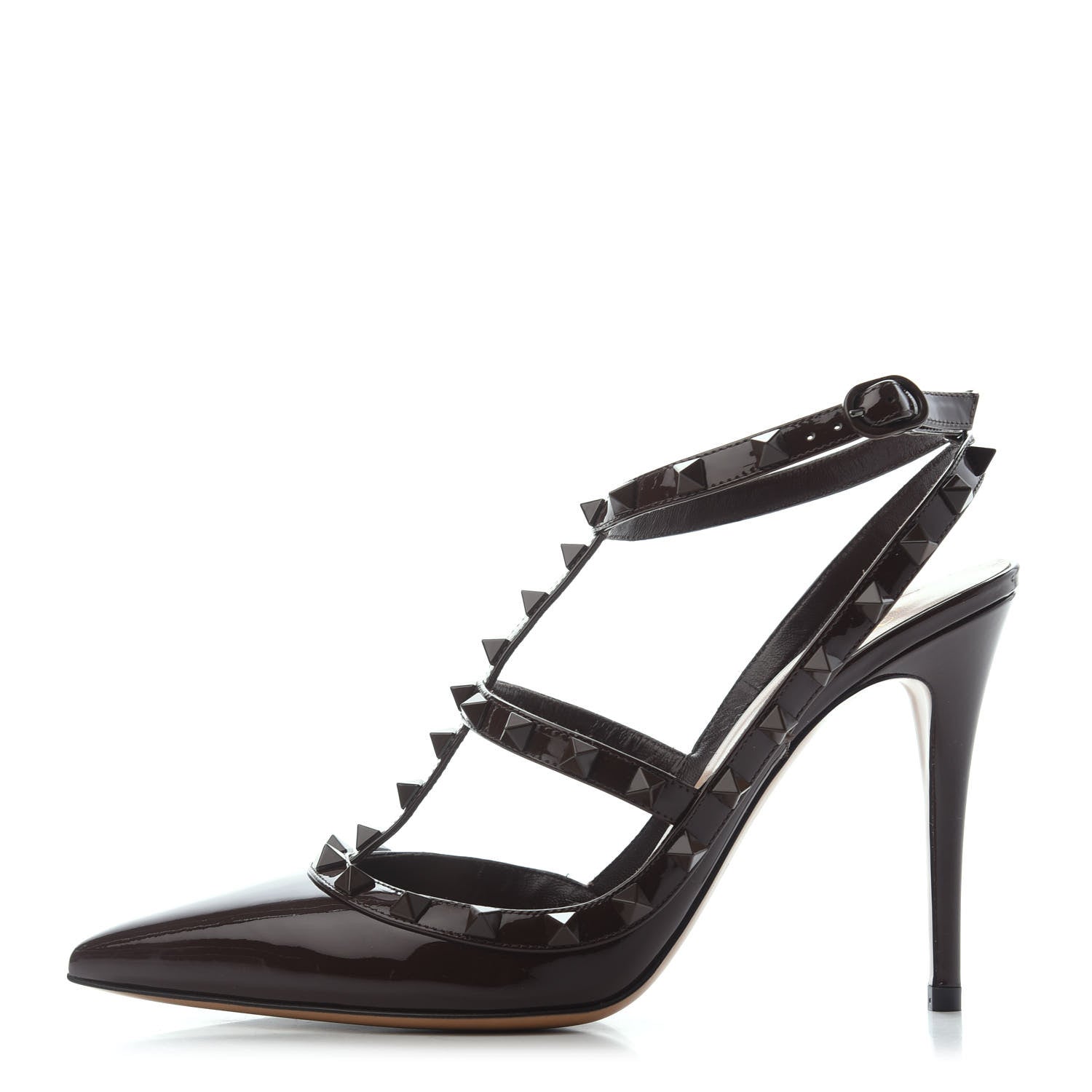 Valentino Garavani Patent Monochrome Rockstud Ankle Strap 100mm Pumps 39.5 Fondant 1 of 4