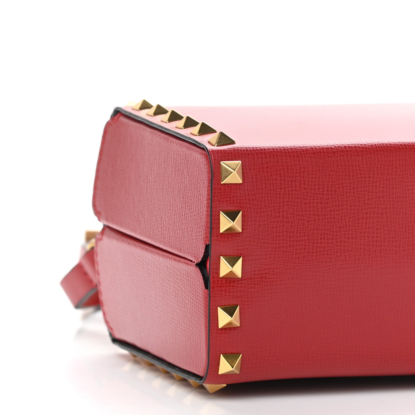 Grainy Calfskin Rockstud Alcove Box Top-Handle Bag Rouge Pur