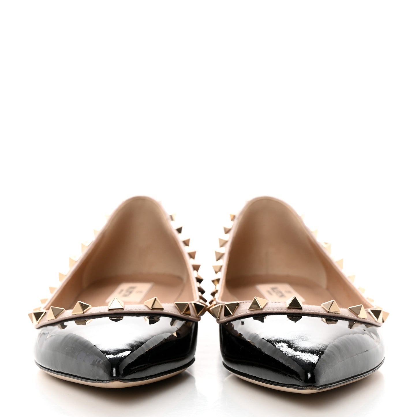Patent Nappa Rockstud Ballerina Flats 38 Black Poudre