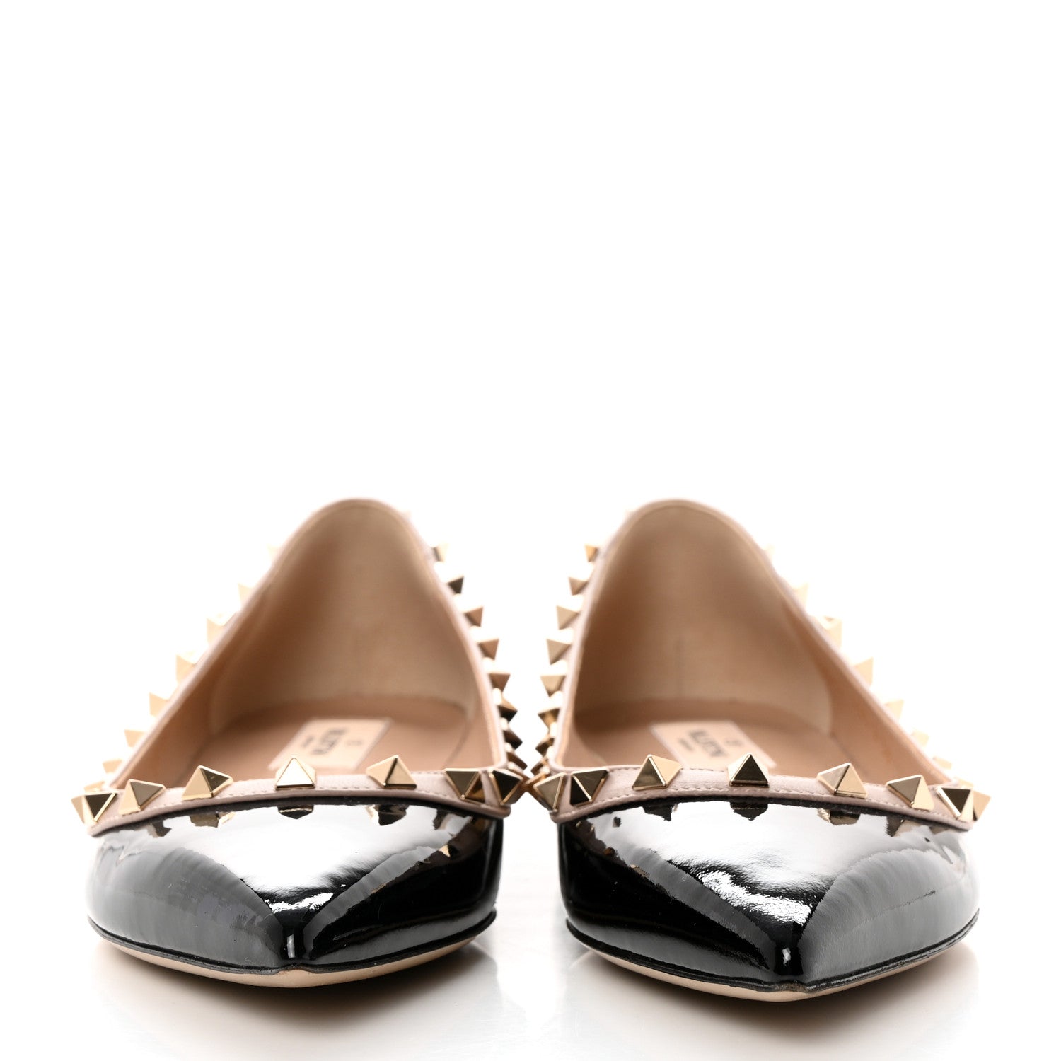 Valentino Garavani Patent Nappa Rockstud Ballerina Flats 38 Black Poudre 2 of 8