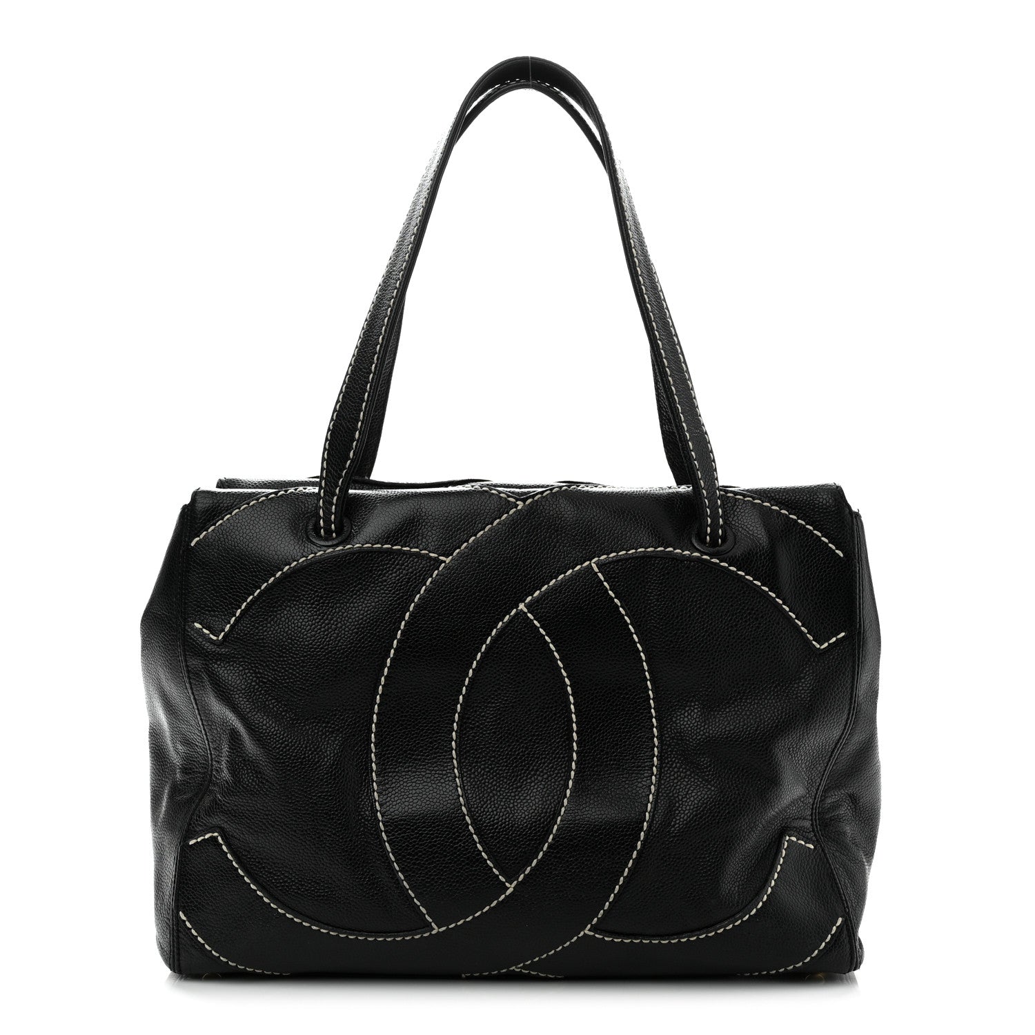 Chanel Caviar CC Stitched Medium Tote Black Black 1 of 10