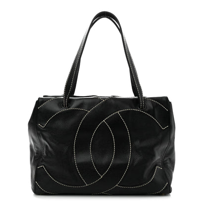 Chanel Caviar CC Stitched Medium Tote Black Black 1 of 10
