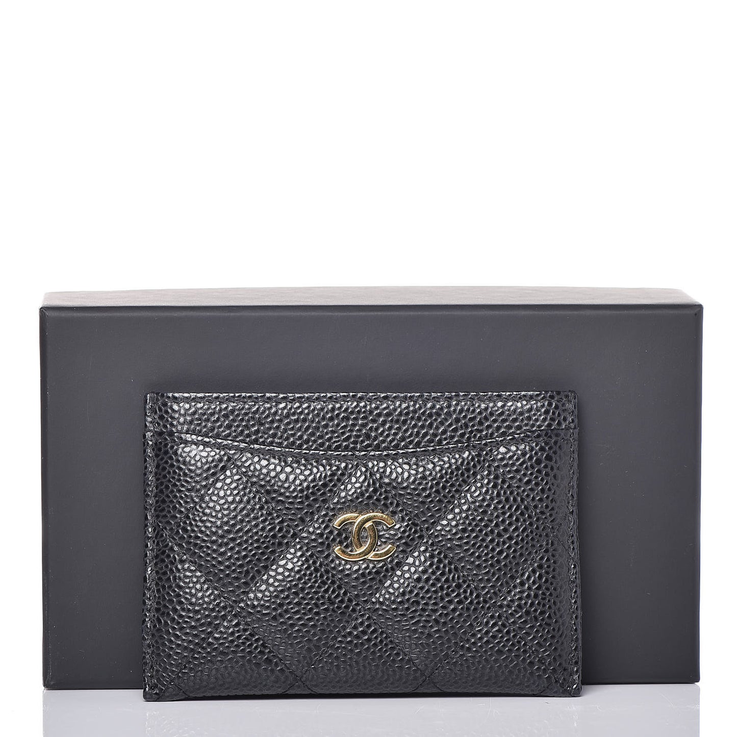 Caviar Quilted Card Holder Black