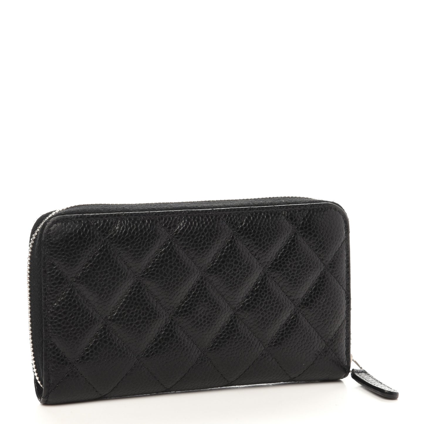 Caviar Quilted Small Gusset Zip Around Wallet Black