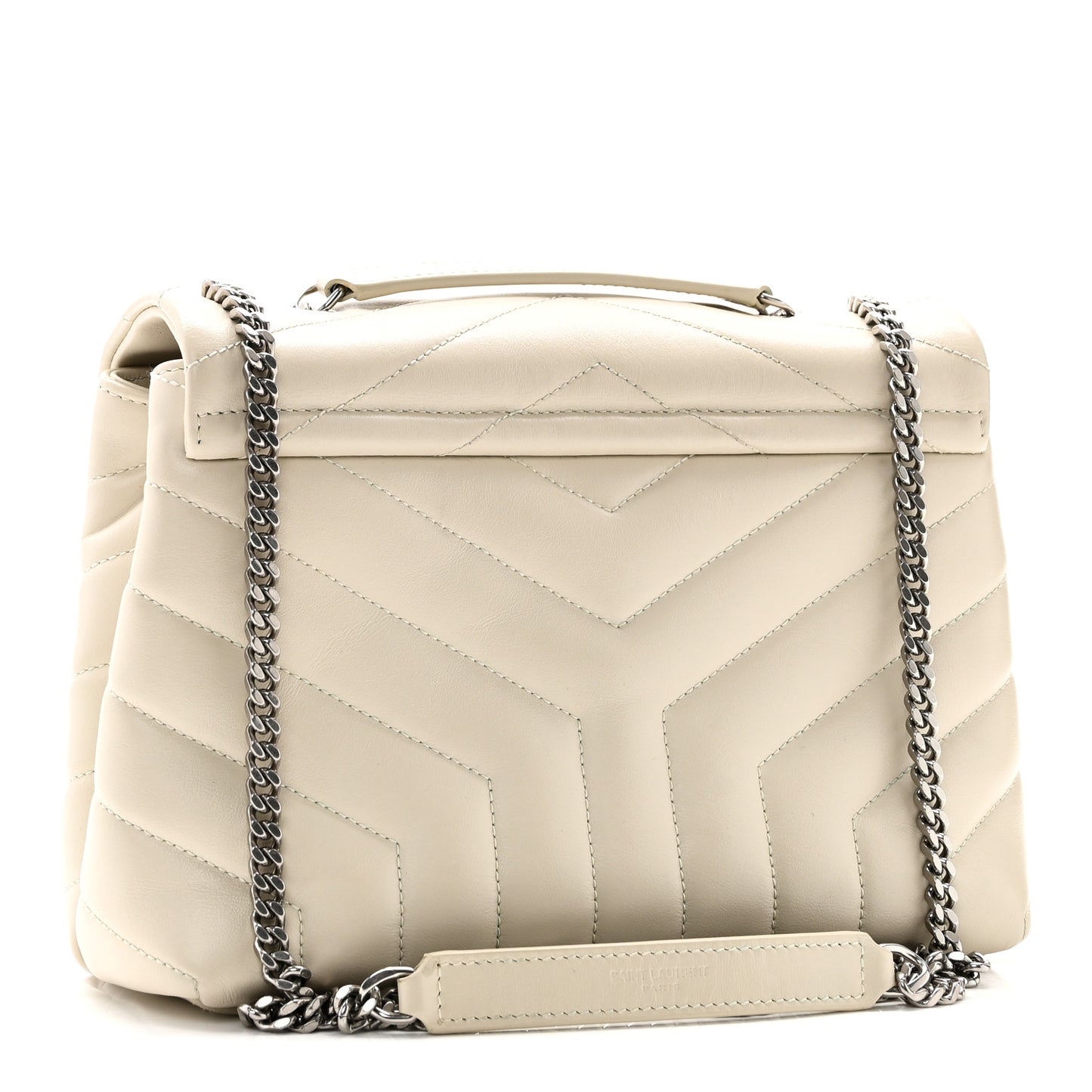 Calfskin Y Quilted Monogram Small Loulou Chain Satchel Ivory