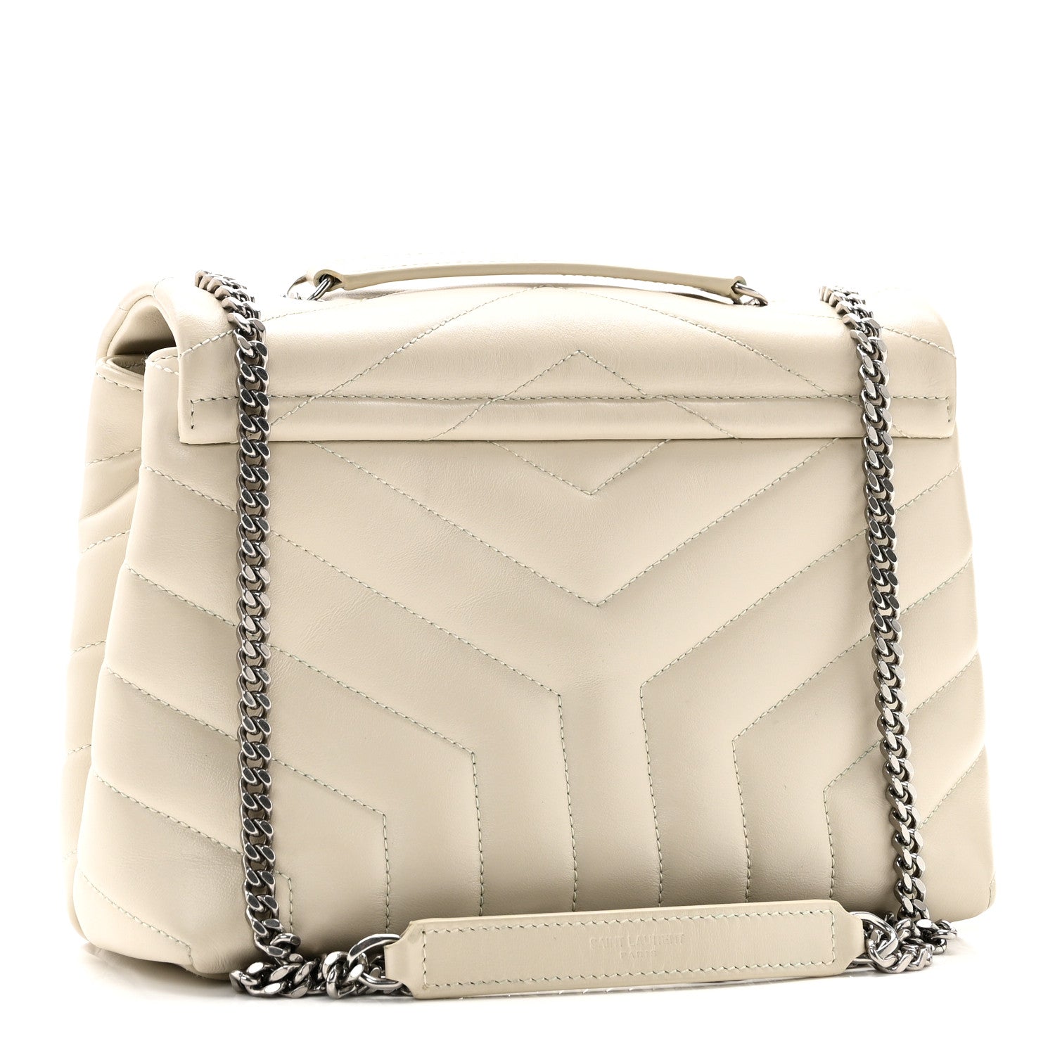 Saint Laurent Calfskin Y Quilted Monogram Small Loulou Chain Satchel Ivory 3 of 10