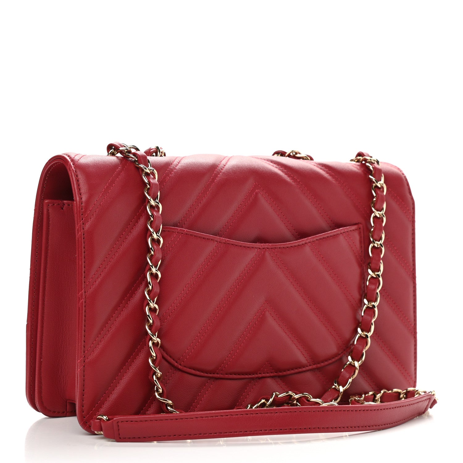 Chanel Lambskin Chevron Quilted Flap Red 3 of 12