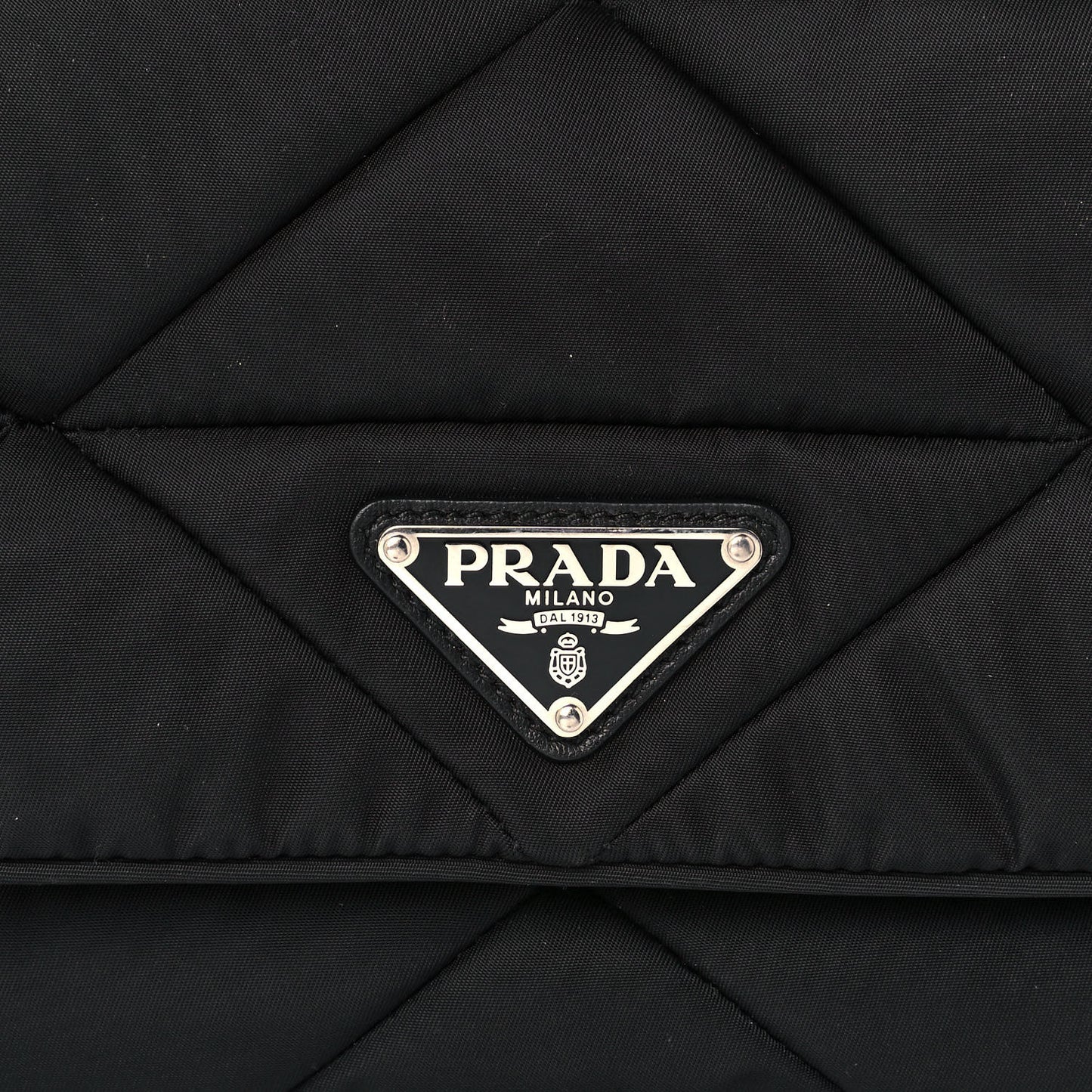 Re-Nylon Quilted Padded Flap Shoulder Bag Black