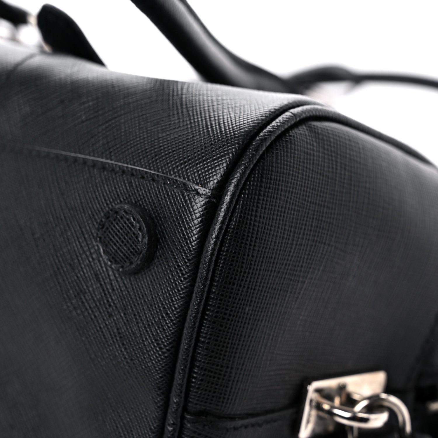 Prada Saffiano Pushlock Satchel Black 9 of 16