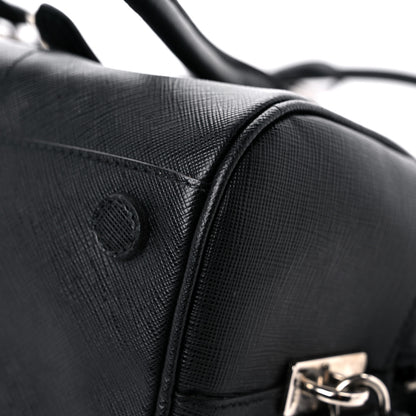 Prada Saffiano Pushlock Satchel Black 9 of 16