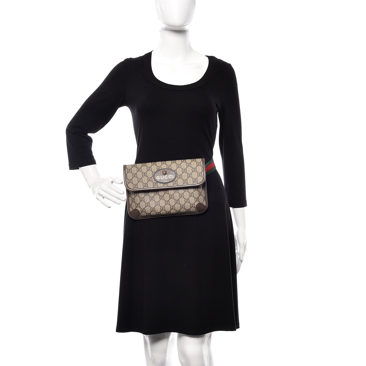 GG Supreme Monogram Neo Vintage Web Belt Bag Brown