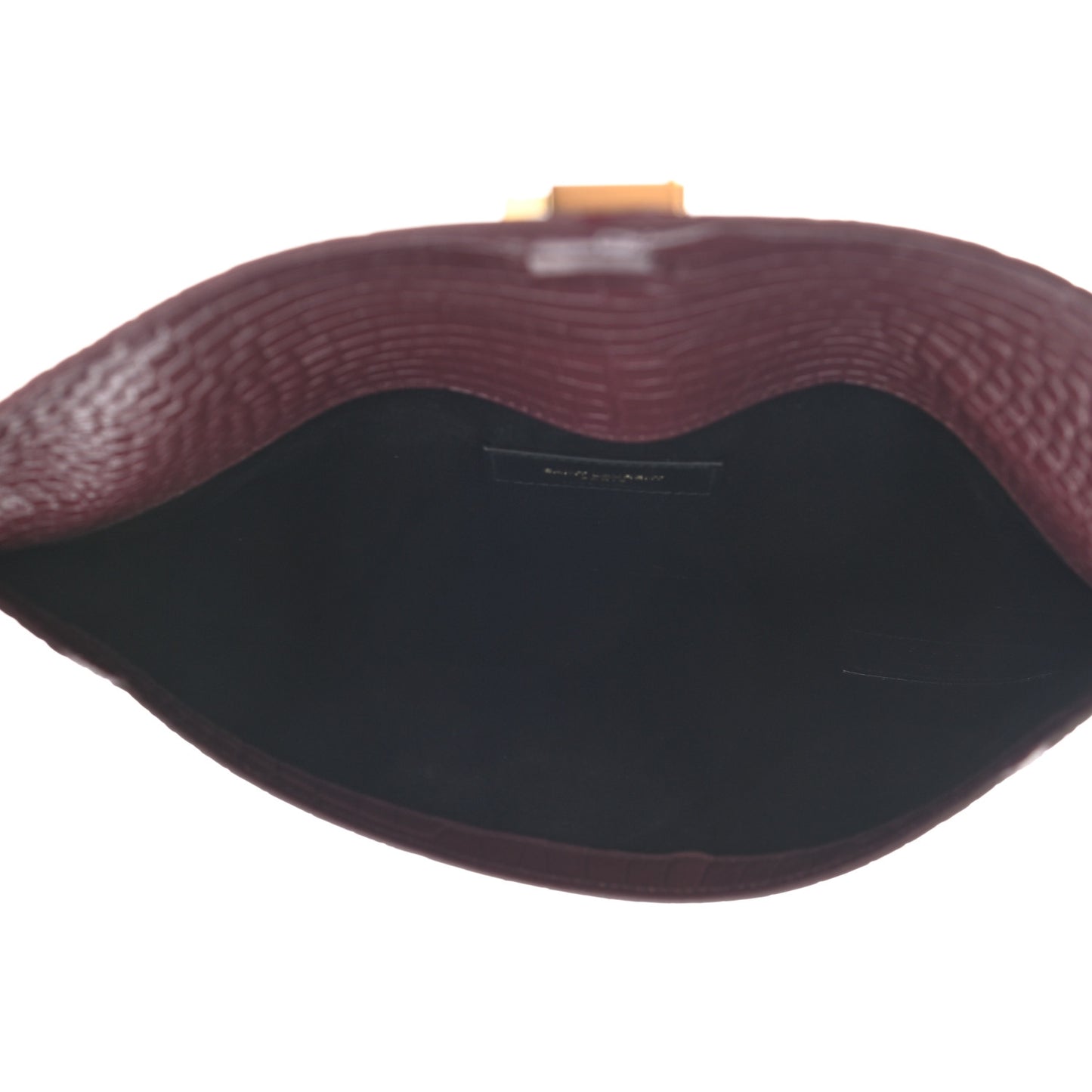 Calfskin Crocodile Embossed Uptown Monogram Clutch Rouge Legion