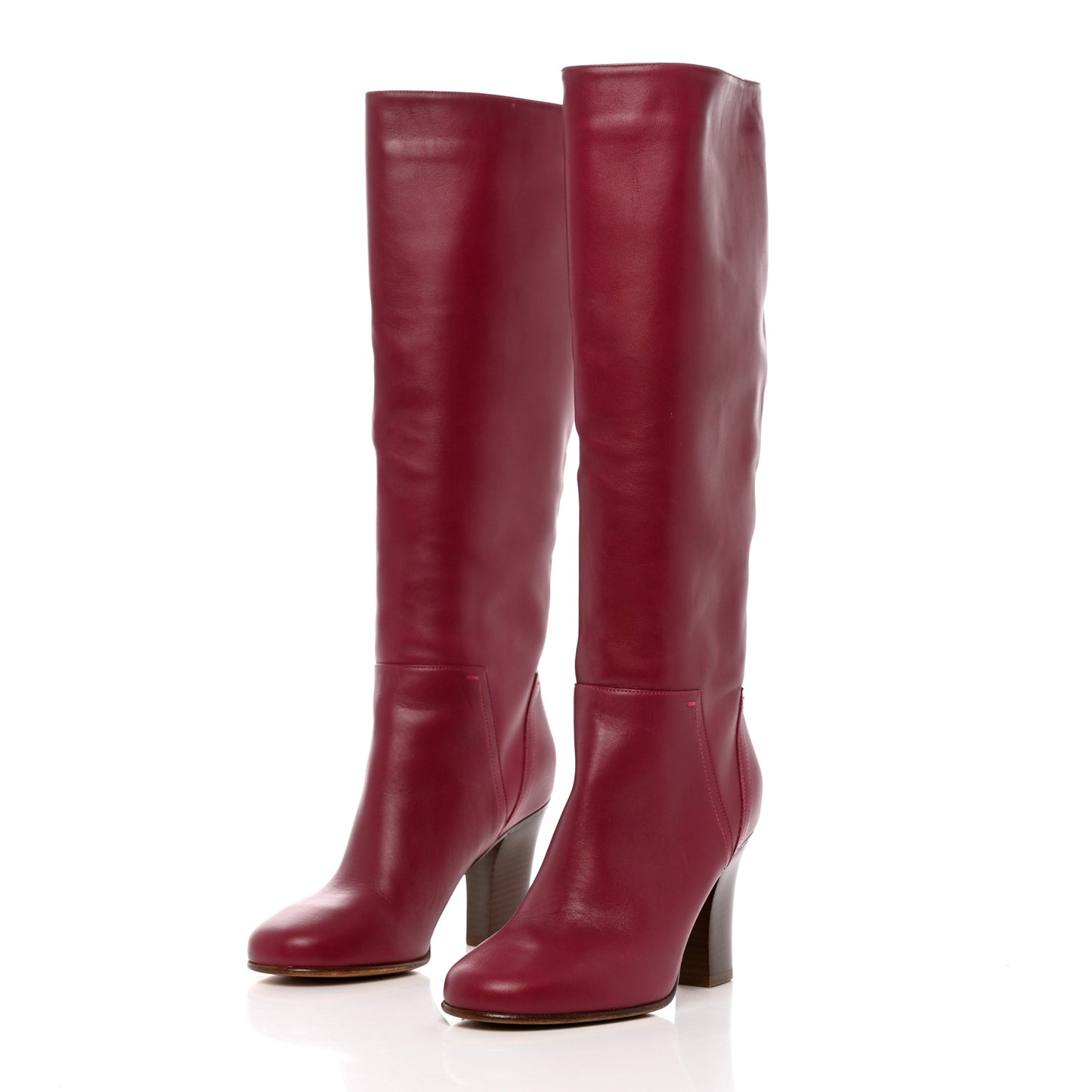 Calfskin Rockstud Tall Boots 37 Red