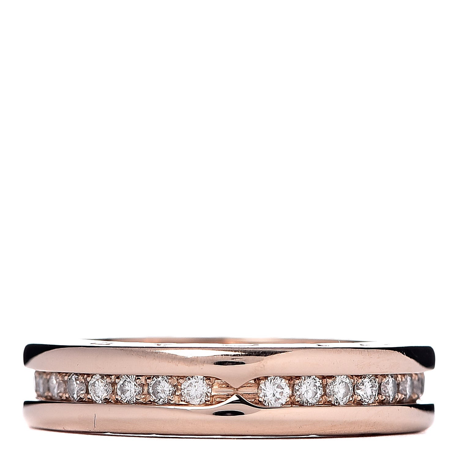 Bulgari 18K Rose Gold Diamond B.Zero1 Band Pave Ring 50 5.25 1 of 8