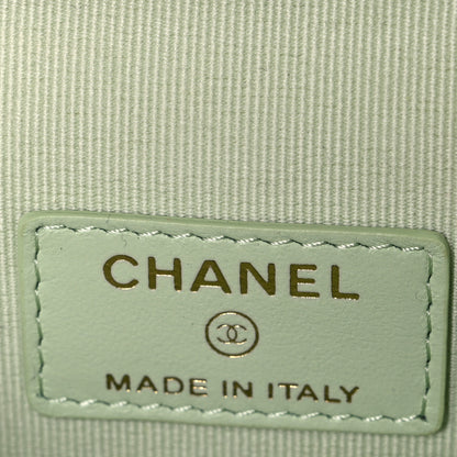 Chanel Caviar Quilted Small Handle With Care Vanity Case With Chain Light Green 6 of 10