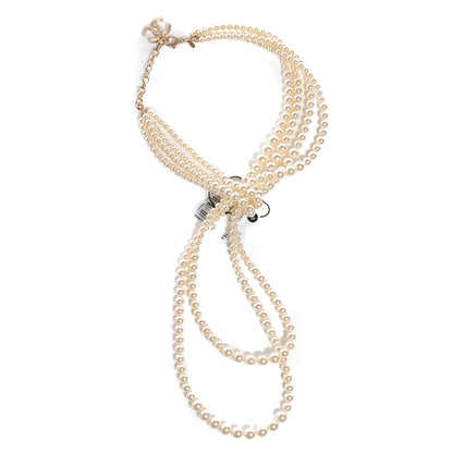 Chanel Pearl Beaded CC Lariat Necklace Gold 1 of 5