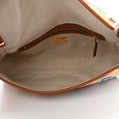 Fendi Kuban Canvas Vitello King FF Embroidered Baguette Grezzo Multicolor 5 of 16
