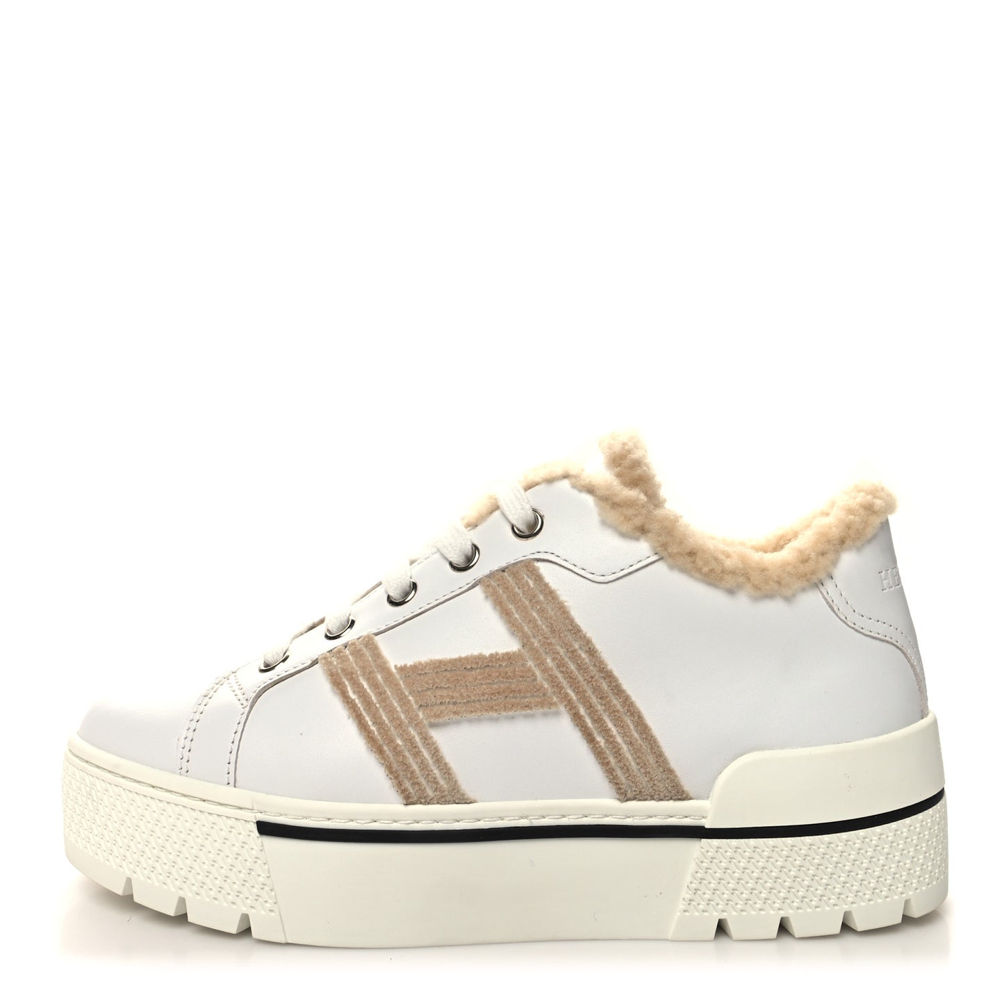 Calfskin Woolskin Dare Sneakers 35 White Ecru