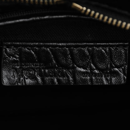 Alexander McQueen Calfskin Crocodile Embossed Small Skull Padlock Zip Around Tote Black 7 of 8