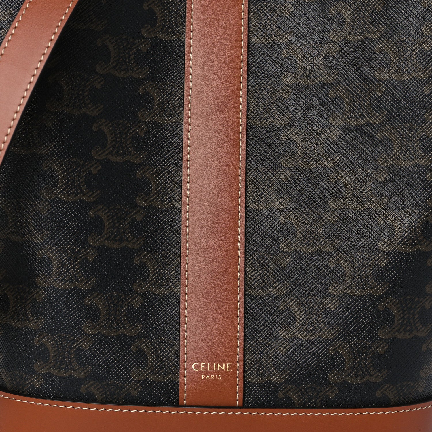 Celine Triomphe Canvas Calfskin Small Bucket Bag Tan 8 of 10