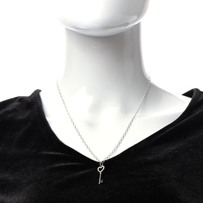 Tiffany 18K White Gold Diamond Mini Heart Key Charm Pendant Link Necklace 2 of 6