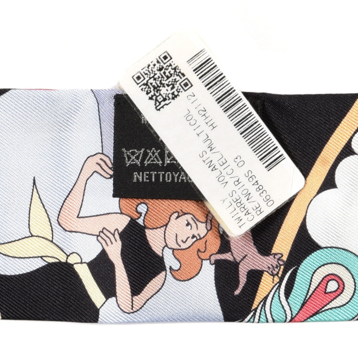 Silk Carres Volants Twilly Black Ciel Multicolor