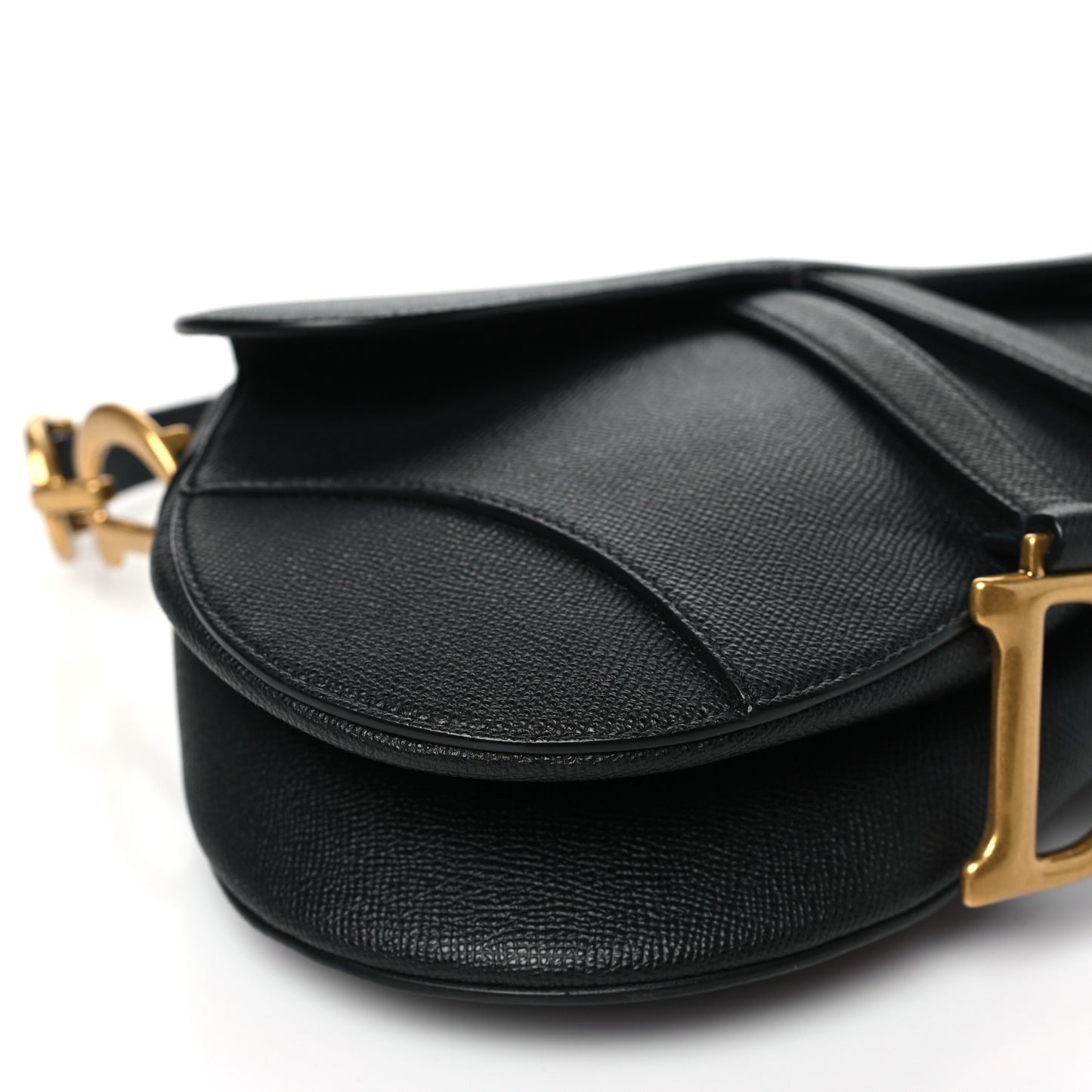 Grained Calfskin Saddle Bag Black