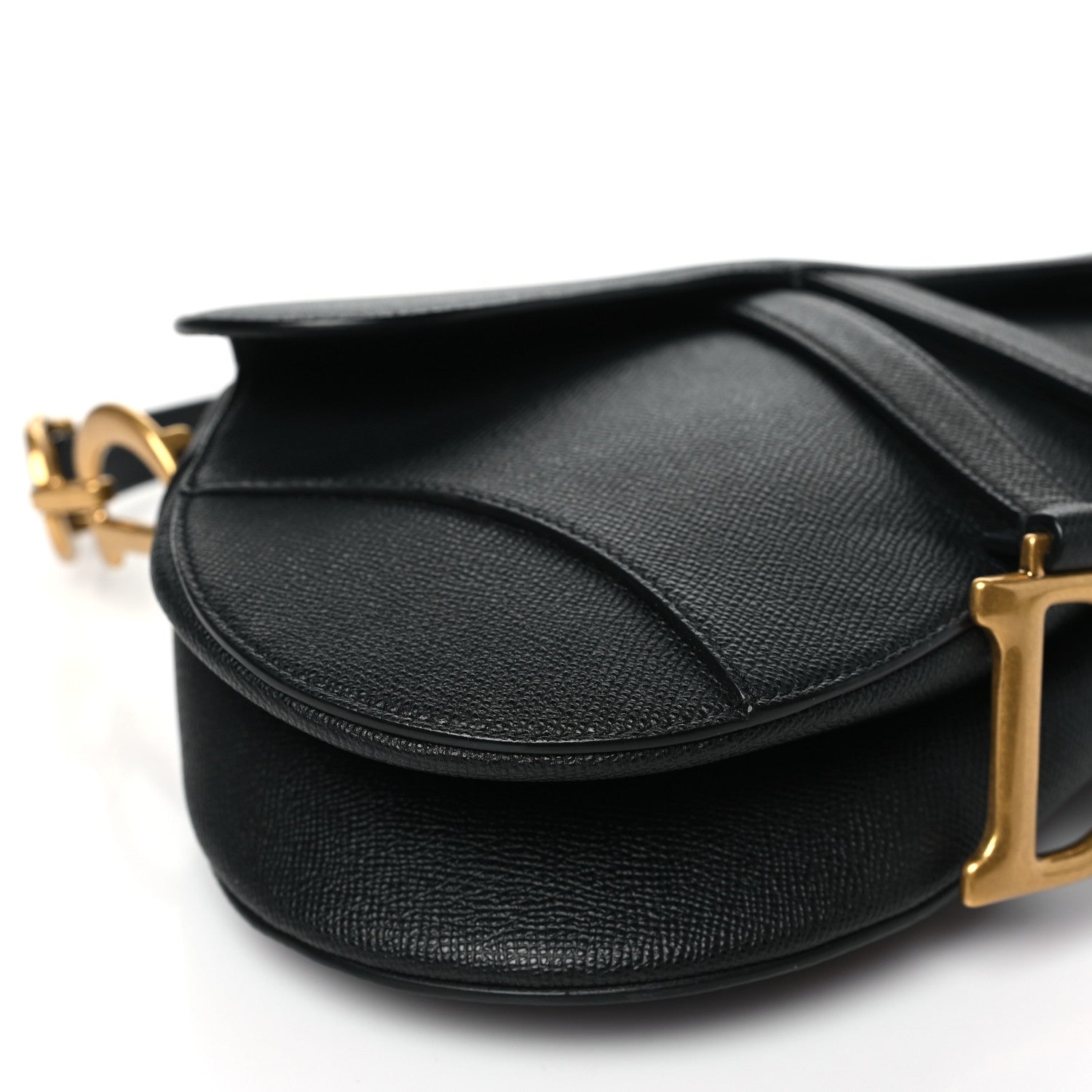 Christian Dior Grained Calfskin Saddle Bag Black 9 of 10