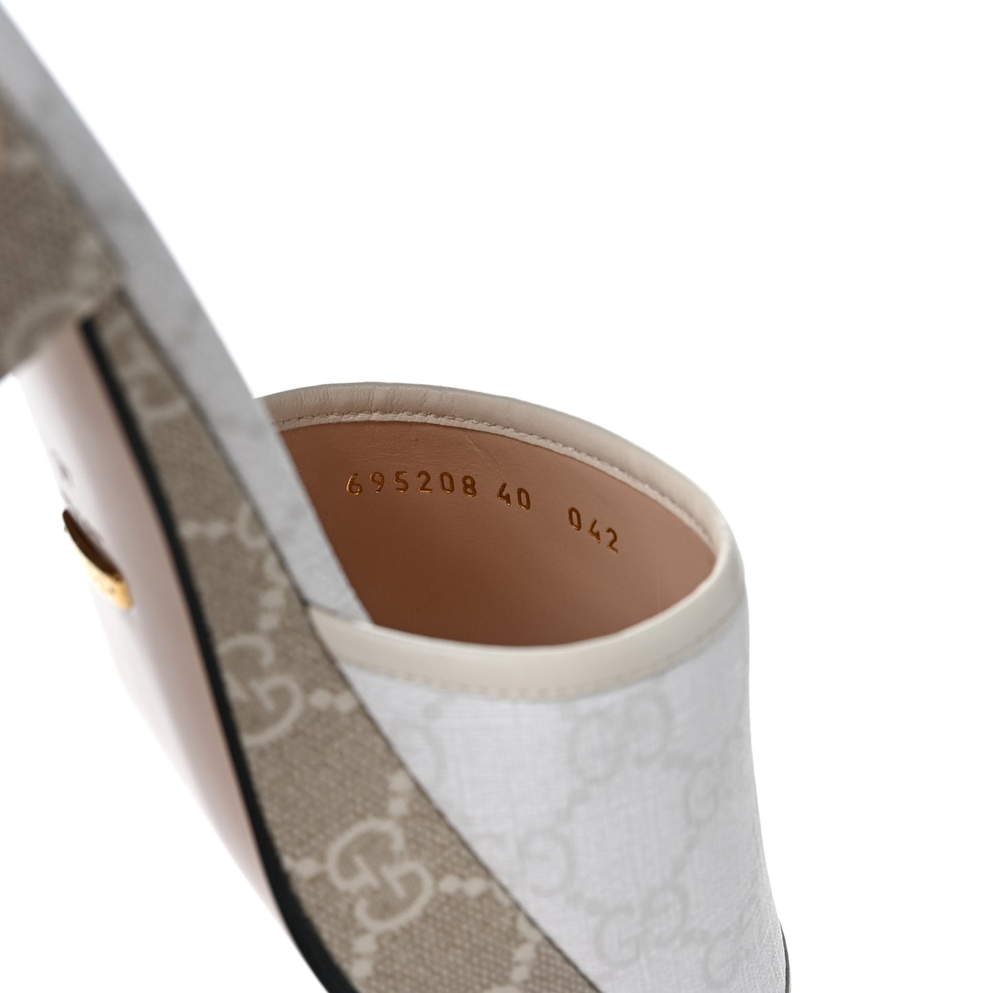 GG Supreme Monogram Malaga Kid Platform Mule Sandals 40 White Mystic White
