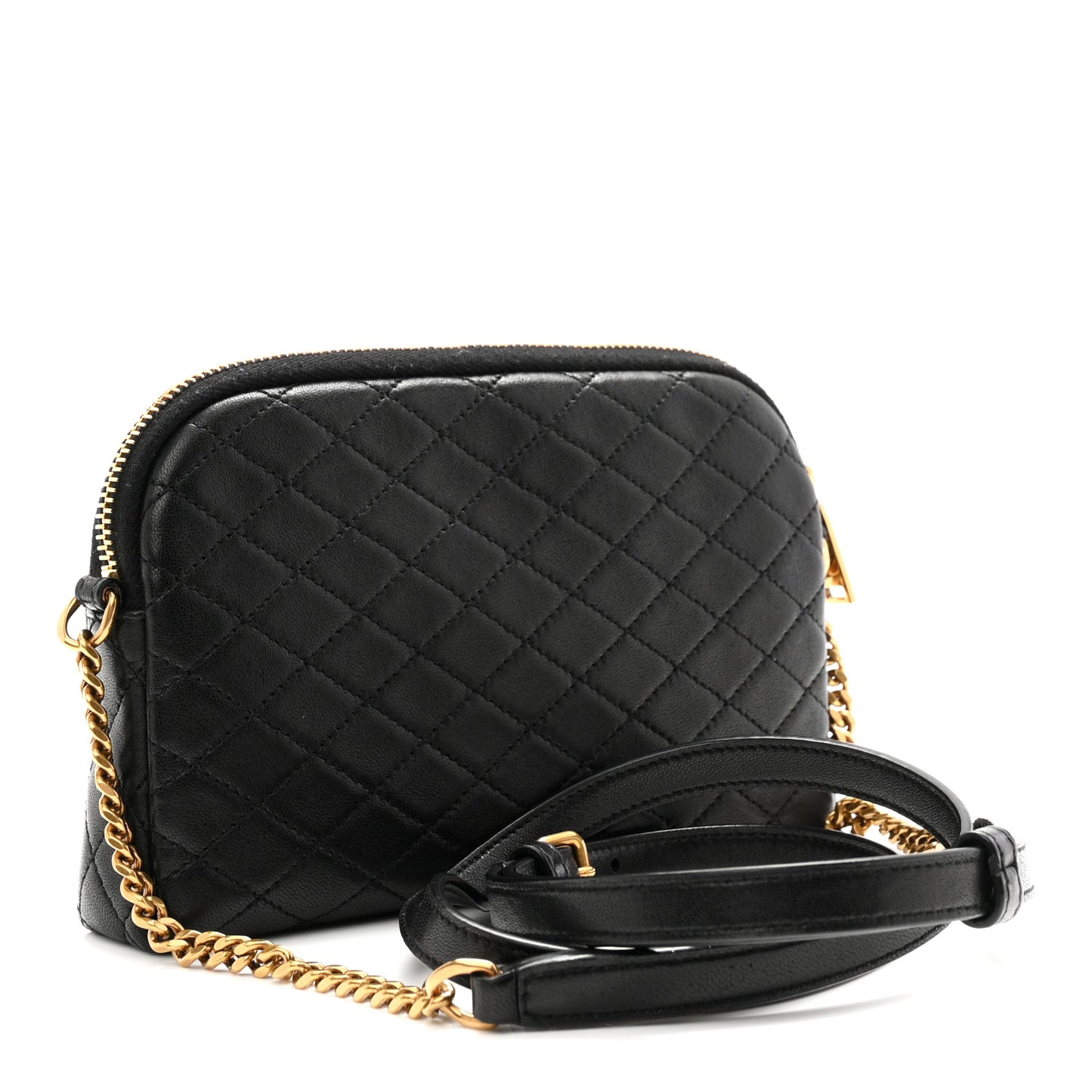 Lambskin Quilted Gaby Zipped Pouch Black