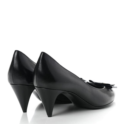 Saint Laurent Calfskin Bow Anais Pumps 36 Black 4 of 9