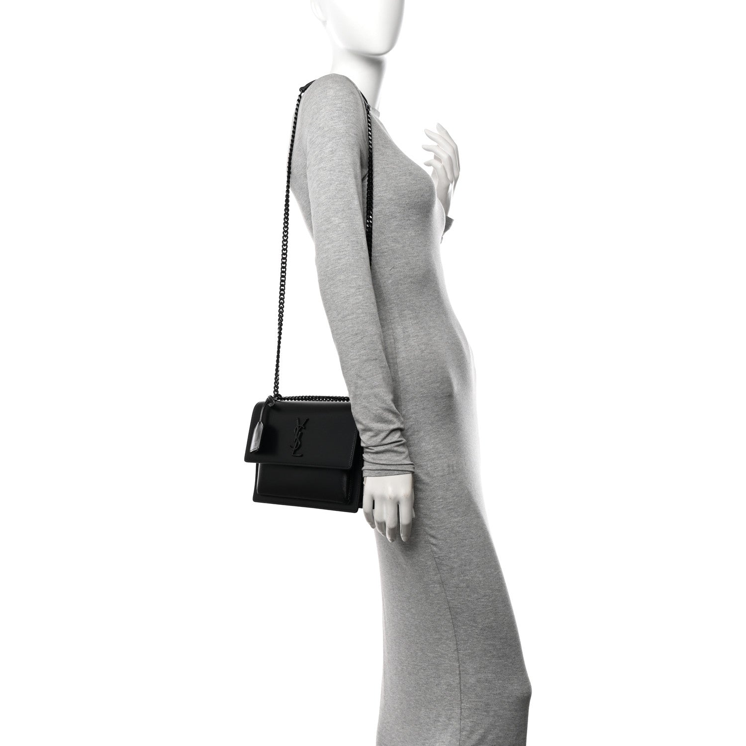 Saint Laurent Calfskin Medium Monogram Monochrome Sunset Black 2 of 14