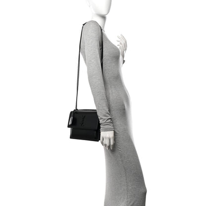 Saint Laurent Calfskin Medium Monogram Monochrome Sunset Black 2 of 14