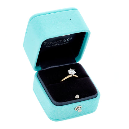 Tiffany 18K Yellow Gold Platinum Diamond .80ct Solitaire Engagement Ring 48 4.5 5 of 5