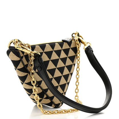 Prada Jacquard Triangolo Symbole Embroidered Mini Triangle Bag Black Corda 3 of 10