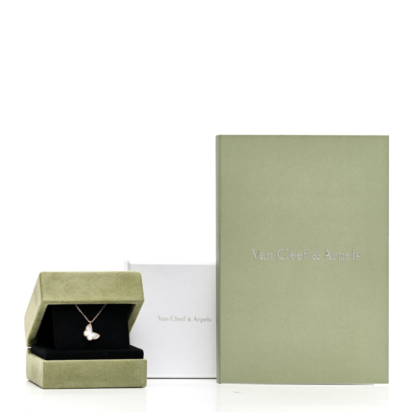 18K Yellow Gold Mother of Pearl Sweet Alhambra Butterfly Pendant Necklace
