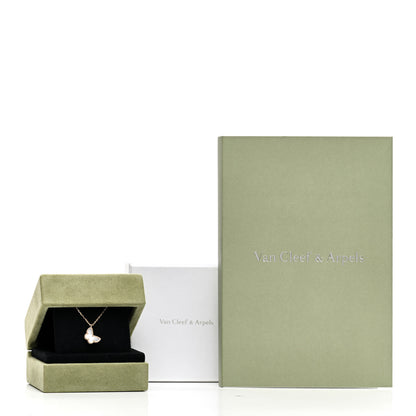 Van Cleef & Arpels 18K Yellow Gold Mother of Pearl Sweet Alhambra Butterfly Pendant Necklace 6 of 6
